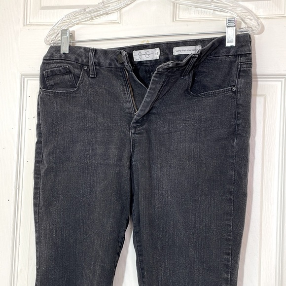 Jessica Simpson Dark Gray Curvy High Rise Skinny Knee Distressed Jeans 29 - Picture 4 of 6